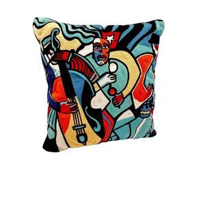 Hot Now Musician Colorful Decorative Pillow Cotton With Wool Embroidery 16x16
